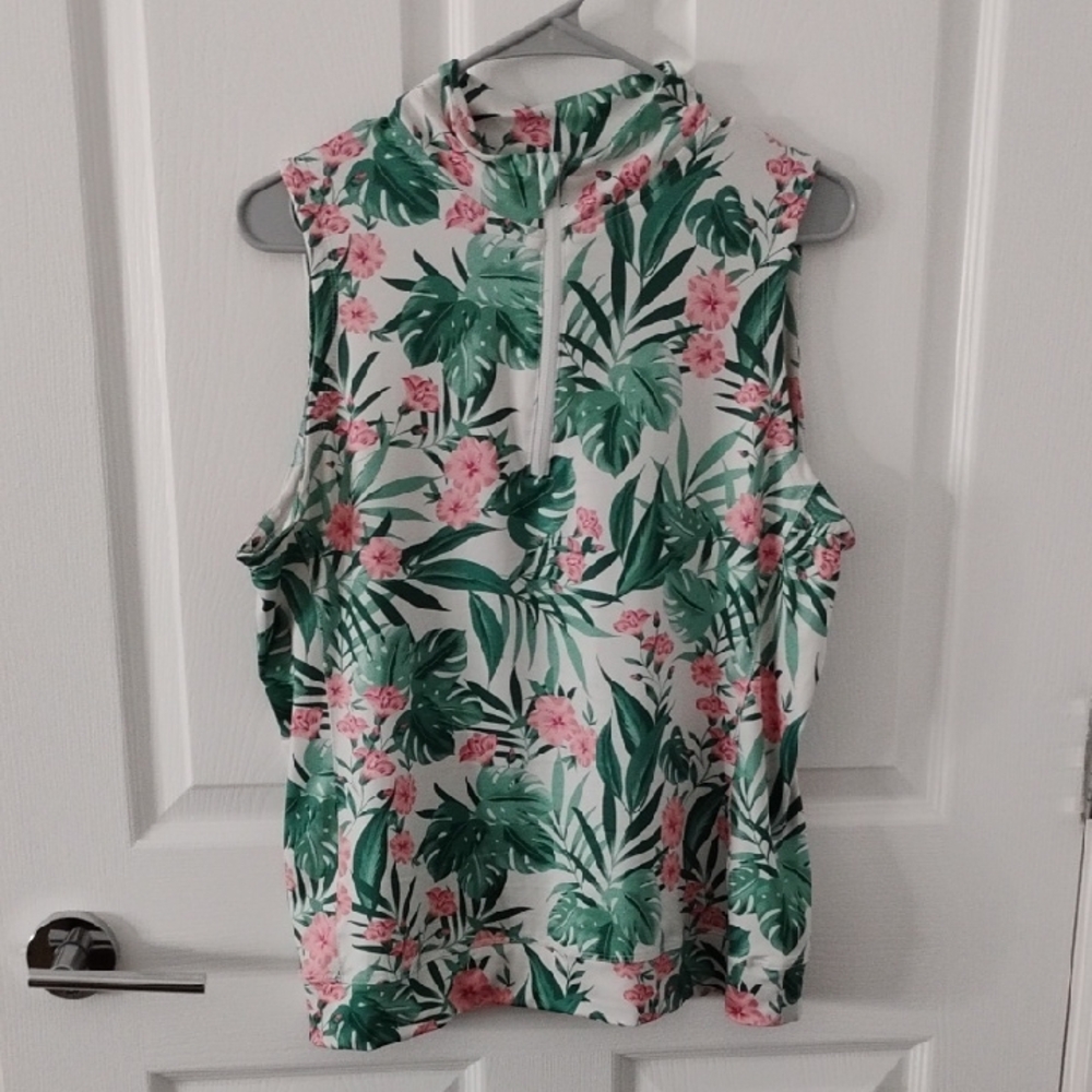 Jessica Simpson Green and Pink Floral Blouse